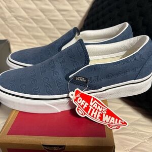 Vans Navy Embossed Slip-On Shoes